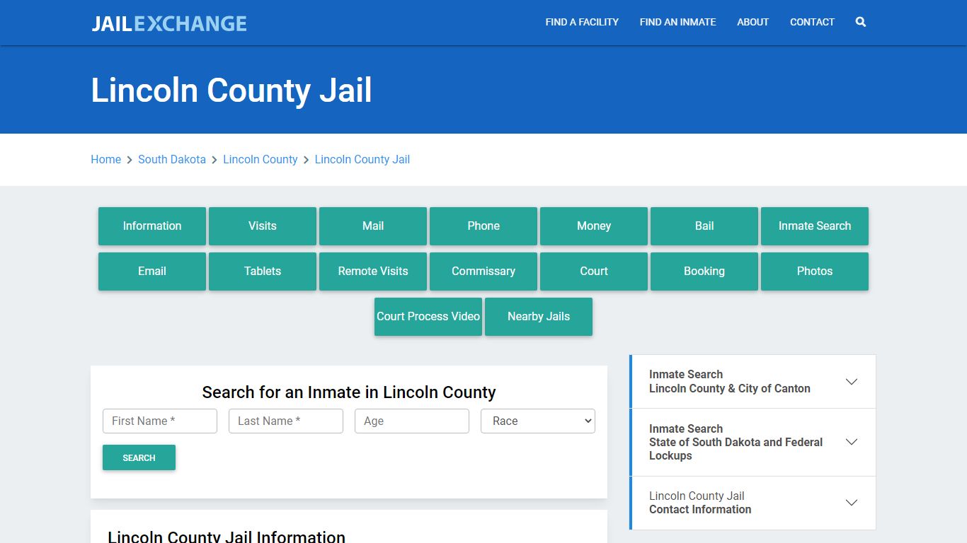 Lincoln County Jail Roster Lookup, SD, Inmate Search